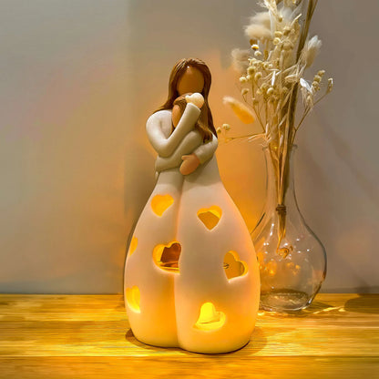Dekoracyjna lampka LED „Matka z dzieckiem” – nastrojowe oświetlenie z serduszkami