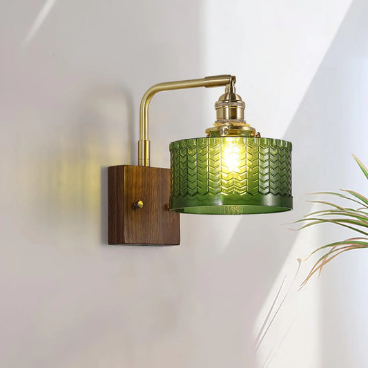 Kinkiet Vintage Lampa Ścienna ze Szklanym Kloszem