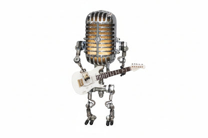 Lampa retro mikrofon z gitarą – dekoracyjna lampka LED w stylu robota muzyka
