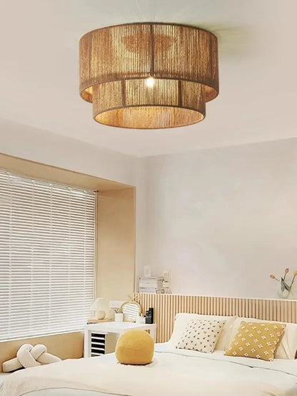 Lampa sufitowa boho z naturalnym sznurkiem