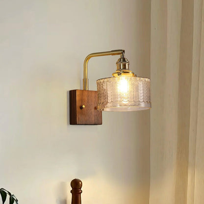 Kinkiet Vintage Lampa Ścienna ze Szklanym Kloszem