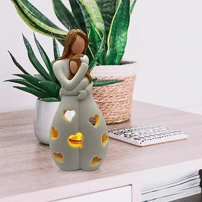 Dekoracyjna lampka LED „Matka z dzieckiem” – nastrojowe oświetlenie z serduszkami