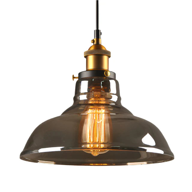 Industrialna lampa wisząca ze szkłem – Klosz z dymionego szkła