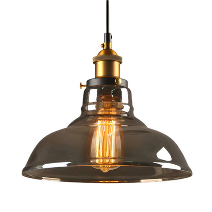 Industrialna lampa wisząca ze szkłem – Klosz z dymionego szkła