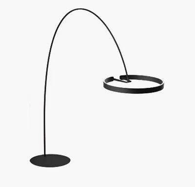 Nowoczesna lampa podłogowa LED z okrągłym kloszem w formie pierścienia