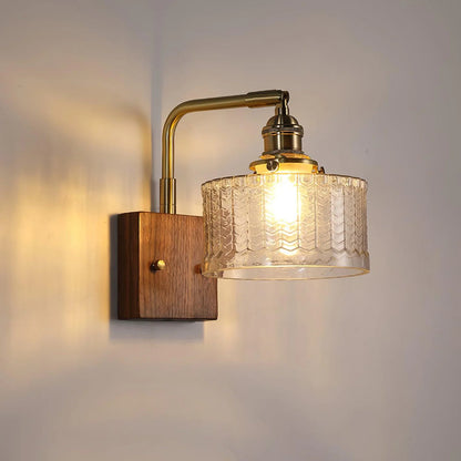 Kinkiet Vintage Lampa Ścienna ze Szklanym Kloszem