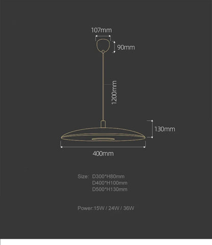 Smukła lampa wisząca LED – Nowoczesna lampa sufitowa w kształcie talerza