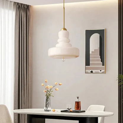 Designerska Lampa Wisząca z Mlecznego Szkła Bauhaus