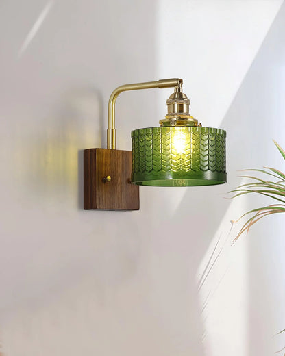 Kinkiet Vintage Lampa Ścienna ze Szklanym Kloszem