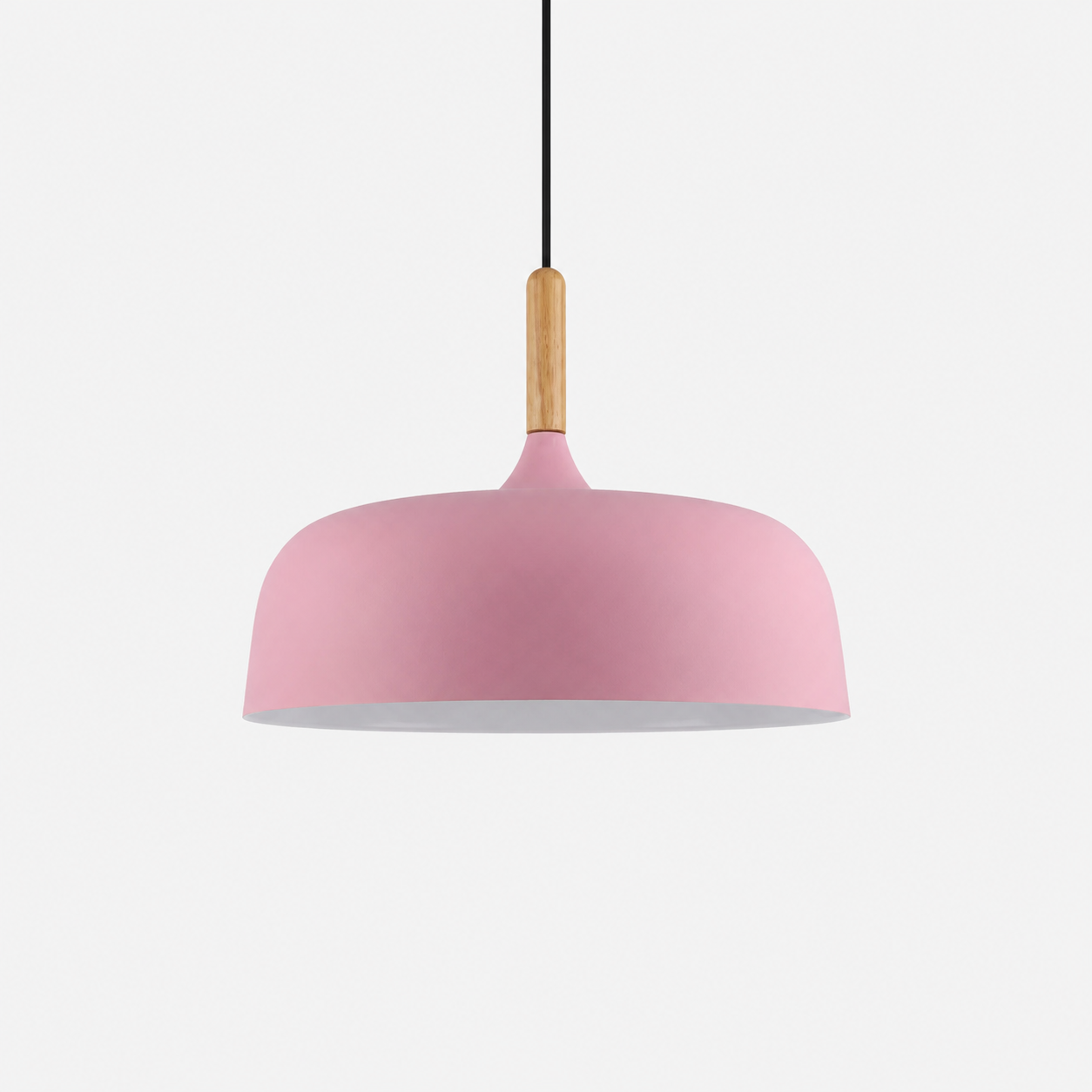 Nowoczesna metalowa lampa wisząca z drewnianym akcentem – minimalistyczny styl skandynawski