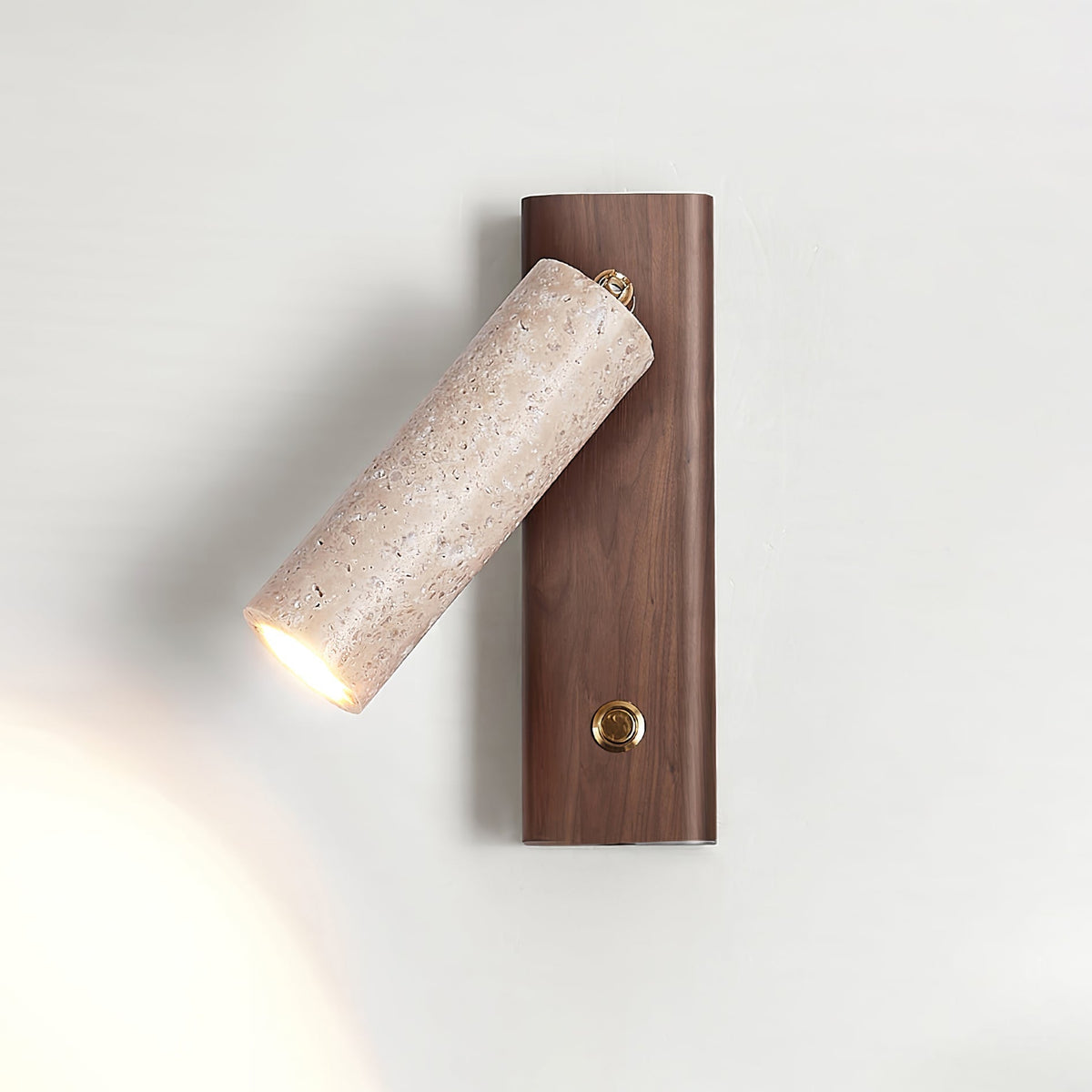 Cylindryczna lampa ścienna Ornoria z trawertynu 3