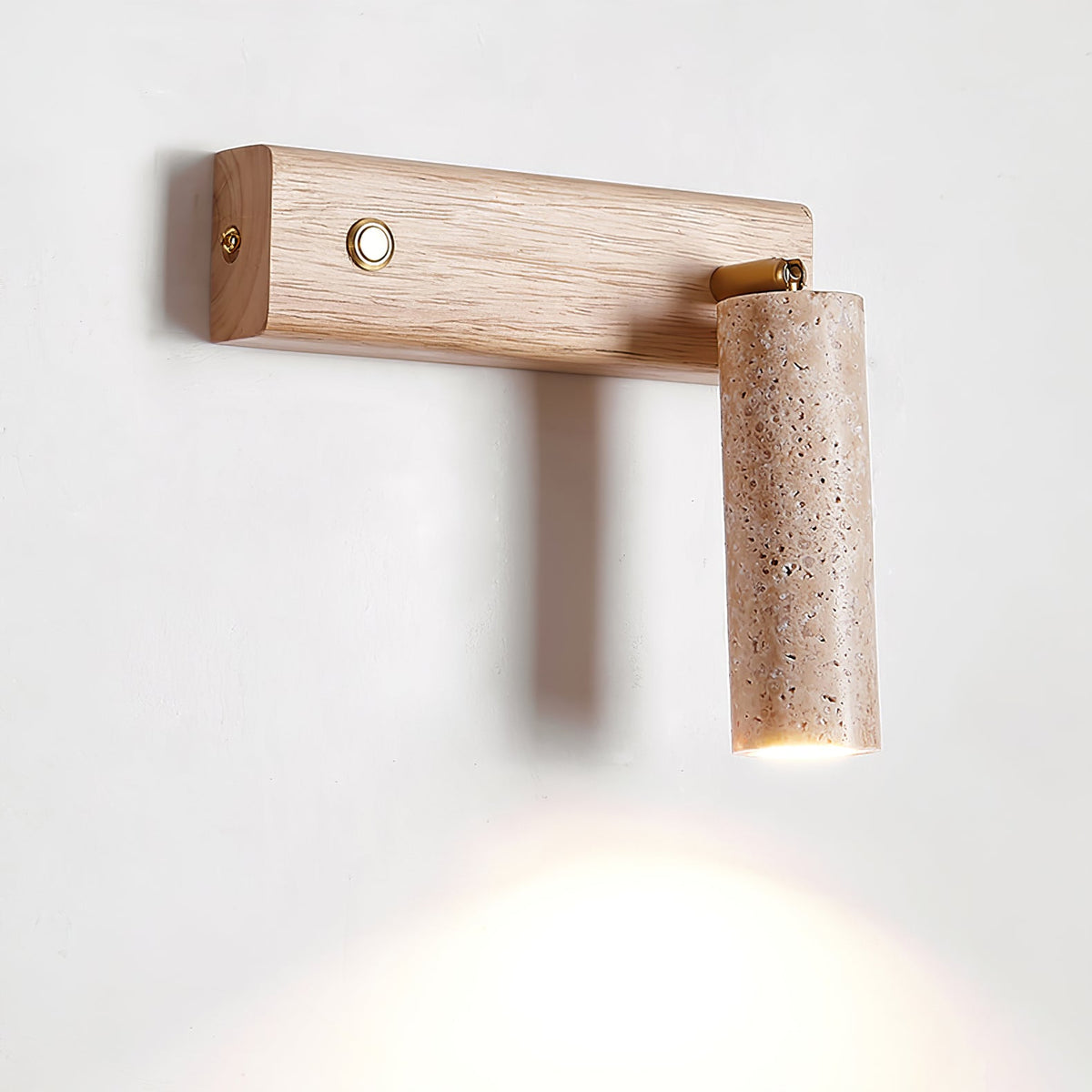 Cylindryczna lampa ścienna Ornoria z trawertynu 6