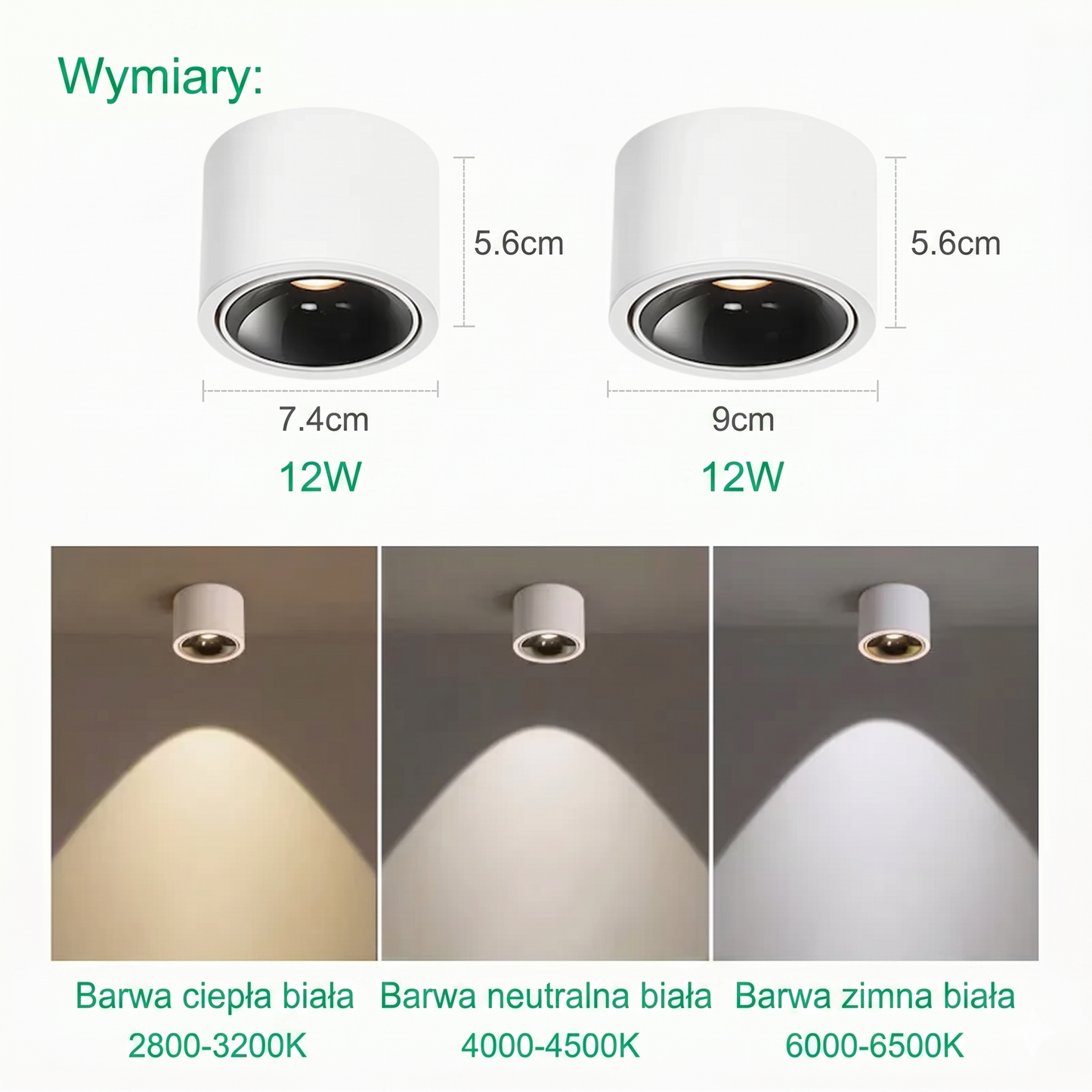 Lampa sufitowa LED natynkowa – regulowany spot, nowoczesne oświetlenie punktowe