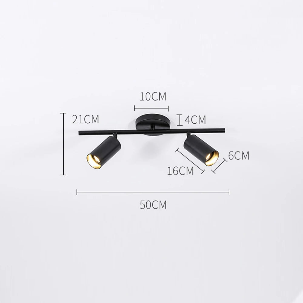 Nowoczesny plafon sufitowy LED z regulowanymi reflektorami – lampa listwa 1/2/3/4 punkty