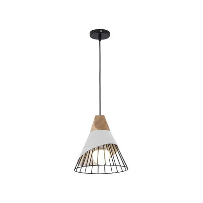 Nowoczesna lampa wisząca loft skandynawska z drewnem i metalem