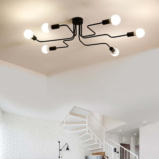 Lampa sufitowa Arisha w stylu vintage, nowoczesnym, minimalistycznym i industrialnym, metalowa, czarna 2