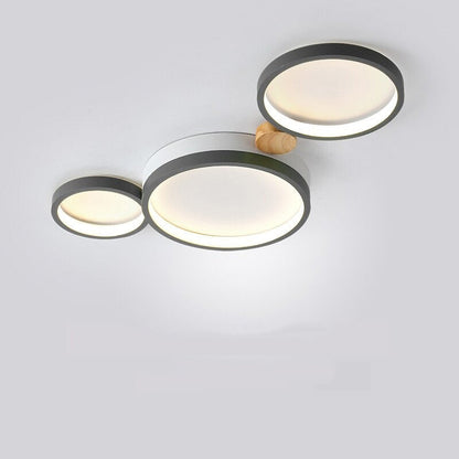 Lampa sufitowa Muto okrągła nowoczesna LED biała/szara/zielona, salon, drewno 10