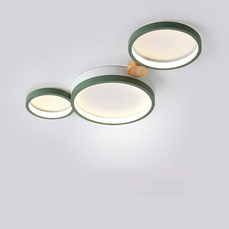 Lampa sufitowa Muto okrągła nowoczesna LED biała/szara/zielona, salon, drewno 15