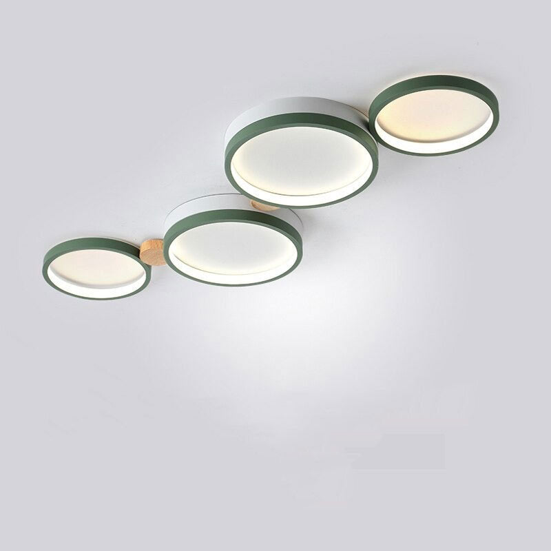 Lampa sufitowa Muto okrągła nowoczesna LED biała/szara/zielona, salon, drewno 16