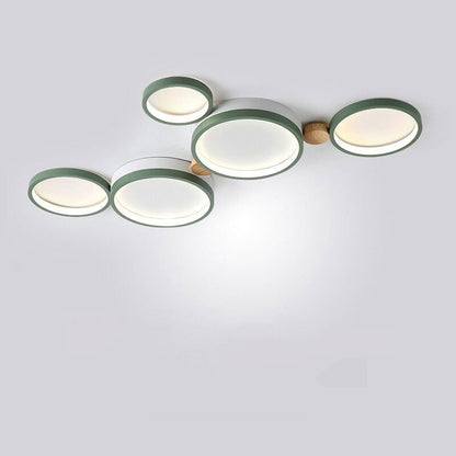Lampa sufitowa Muto okrągła nowoczesna LED biała/szara/zielona, salon, drewno 17