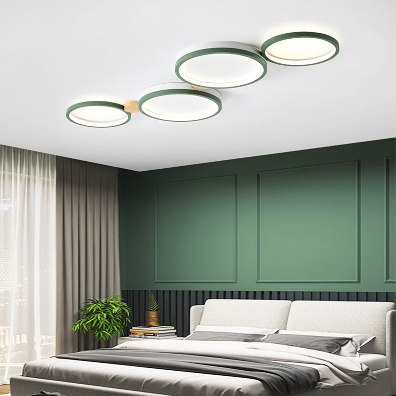 Lampa sufitowa Muto okrągła nowoczesna LED biała/szara/zielona, salon, drewno 2