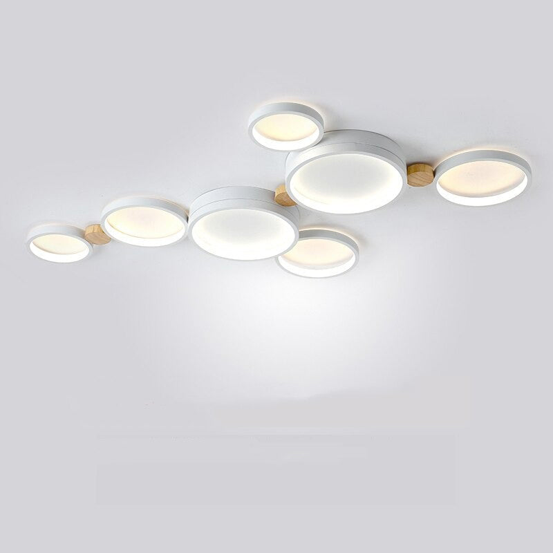 Lampa sufitowa Muto okrągła nowoczesna LED biała/szara/zielona, salon, drewno 9