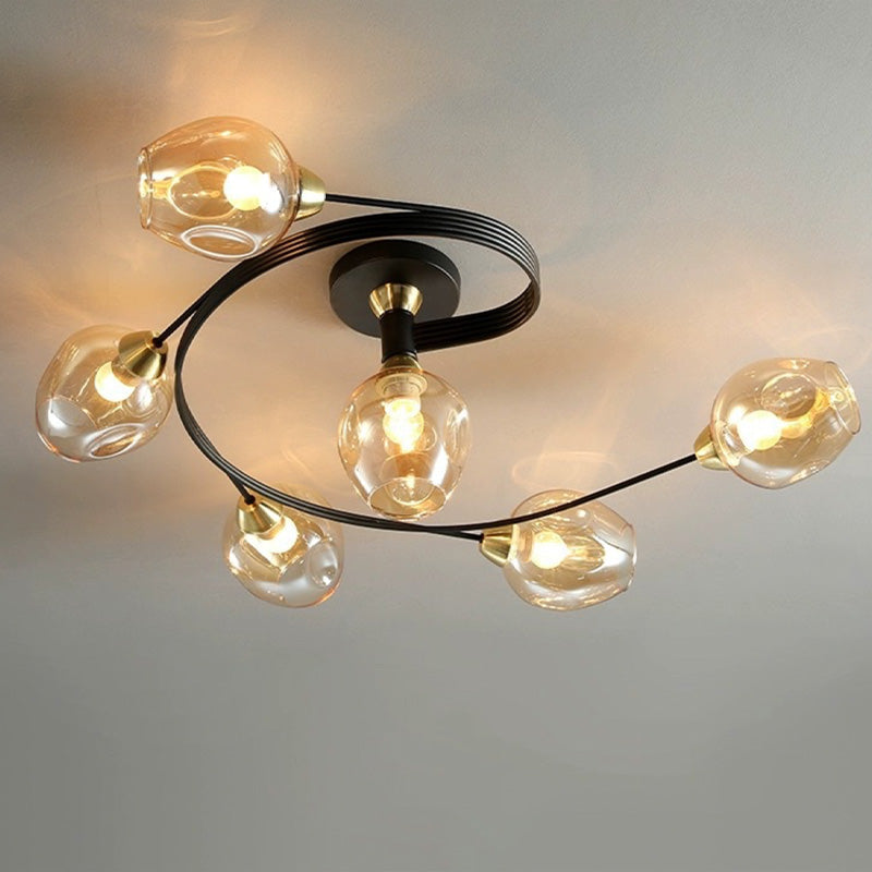 Lampa sufitowa Valentina, szklana, czarno-złota, do jadalni 18