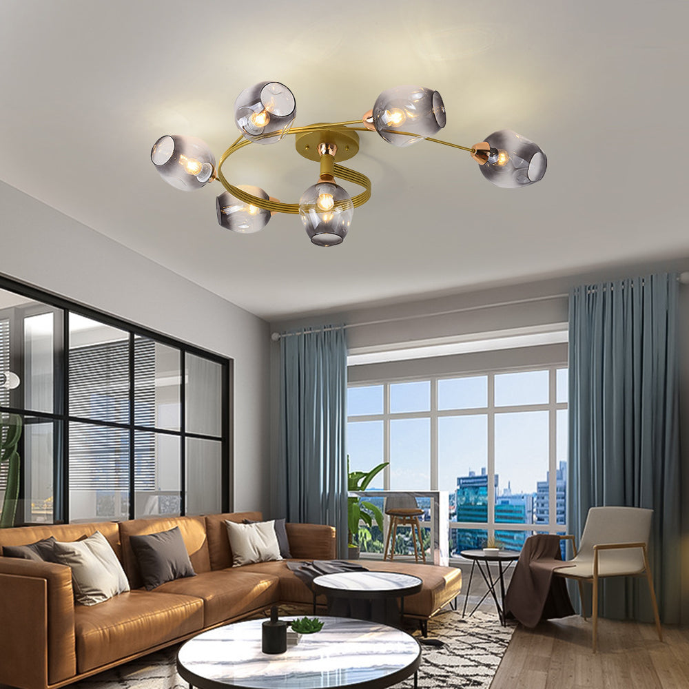 Lampa sufitowa Valentina, szklana, czarno-złota, do jadalni 23
