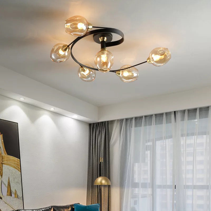 Lampa sufitowa Valentina, szklana, czarno-złota, do jadalni 5