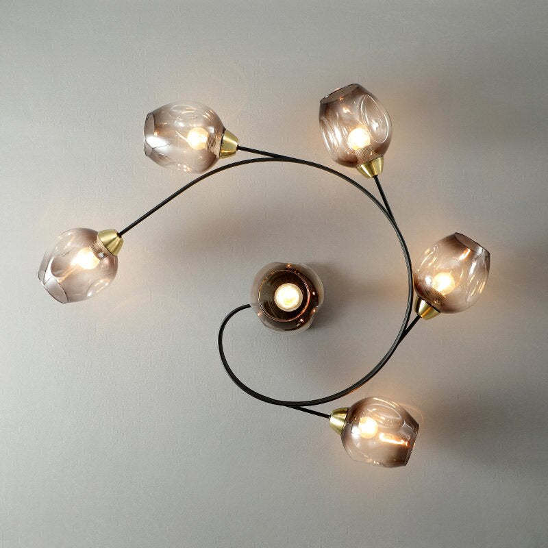 Lampa sufitowa Valentina, szklana, czarno-złota, do jadalni 7