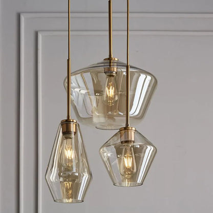 Lampa wisząca June, szklana, przezroczysta/bursztynowa, kształt diamentu 11