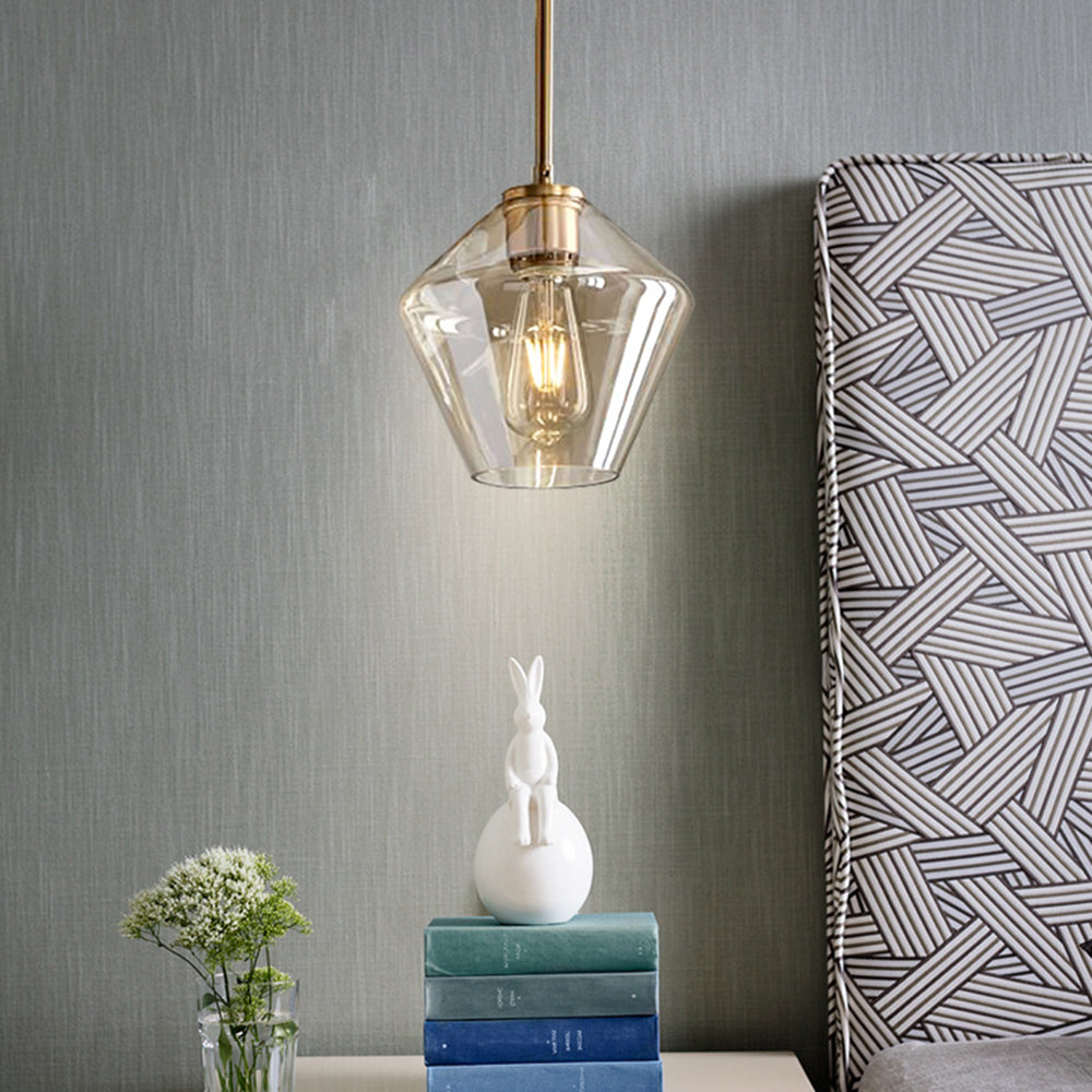 Lampa wisząca June, szklana, przezroczysta/bursztynowa, kształt diamentu 3