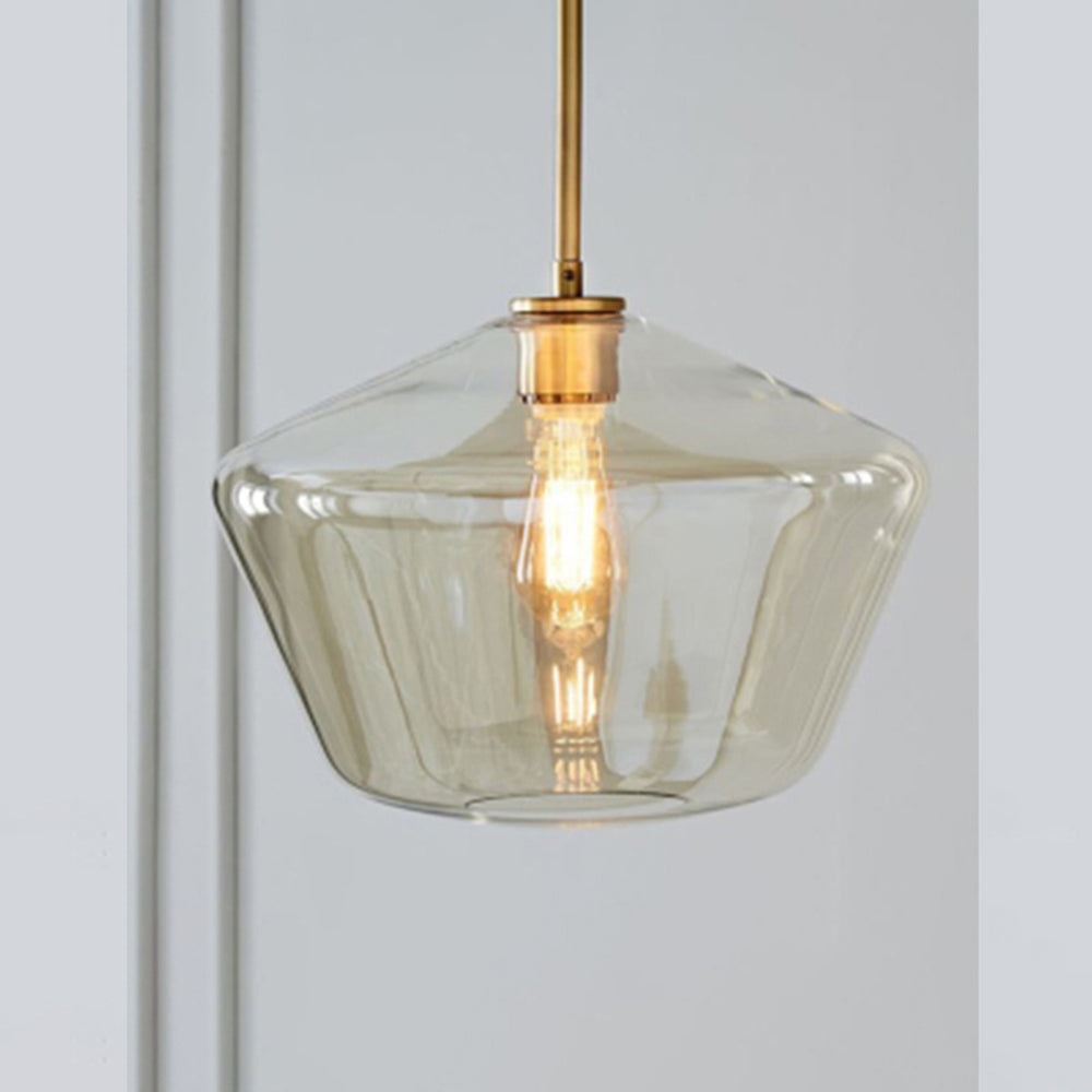 Lampa wisząca June, szklana, przezroczysta/bursztynowa, kształt diamentu 4