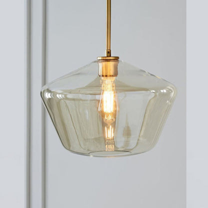 Lampa wisząca June, szklana, przezroczysta/bursztynowa, kształt diamentu 4