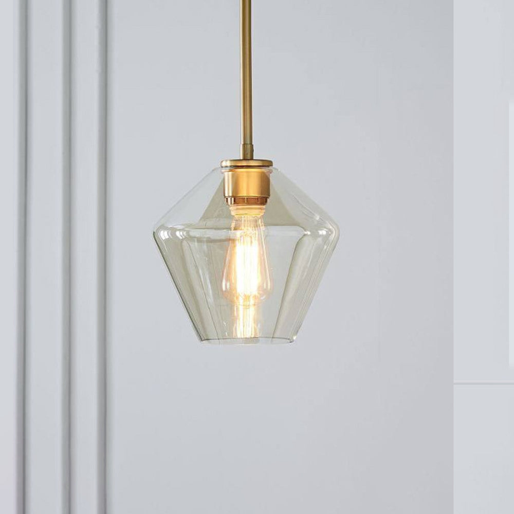 Lampa wisząca June, szklana, przezroczysta/bursztynowa, kształt diamentu 5