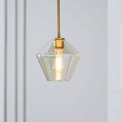 Lampa wisząca June, szklana, przezroczysta/bursztynowa, kształt diamentu 5
