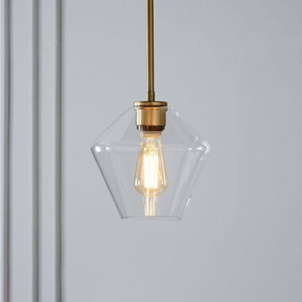 Lampa wisząca June, szklana, przezroczysta/bursztynowa, kształt diamentu 8
