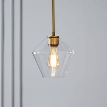 Lampa wisząca June, szklana, przezroczysta/bursztynowa, kształt diamentu 8