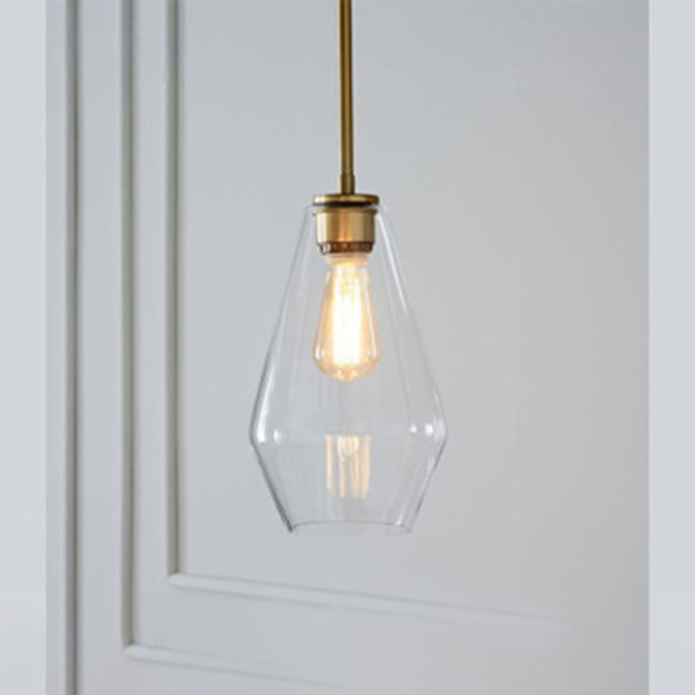 Lampa wisząca June, szklana, przezroczysta/bursztynowa, kształt diamentu 9