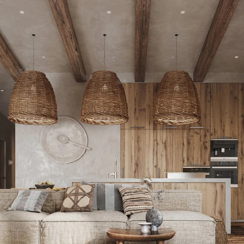 Lampa wisząca Muto Vintage rustykalna LED rattanowa do sypialni 2