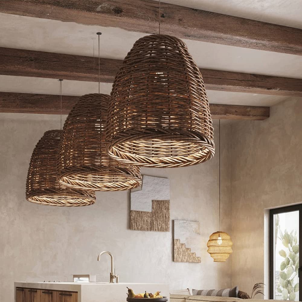 Lampa wisząca Muto Vintage rustykalna LED rattanowa do sypialni 3