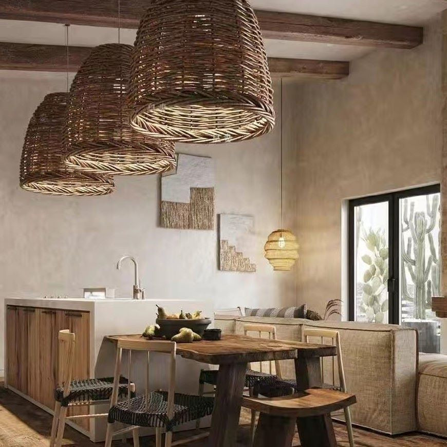 Lampa wisząca Muto Vintage rustykalna LED rattanowa do sypialni 5