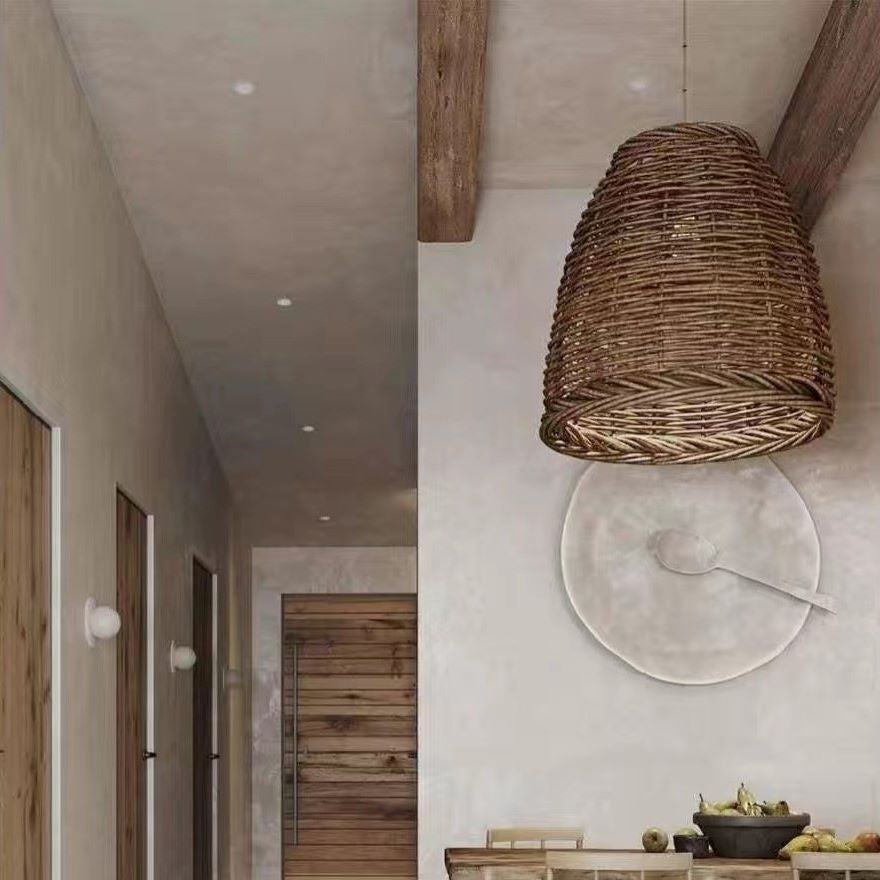 Lampa wisząca Muto Vintage rustykalna LED rattanowa do sypialni 6