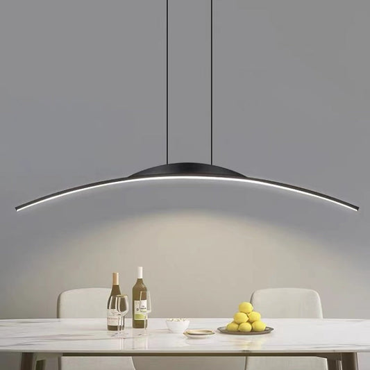 Minimalistyczna liniowa lampa wisząca Floa z metalu i pilotem 5