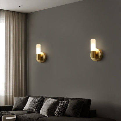 Nowoczesna cylindryczna metalowa lampa ścienna LED Arisha, złota 8