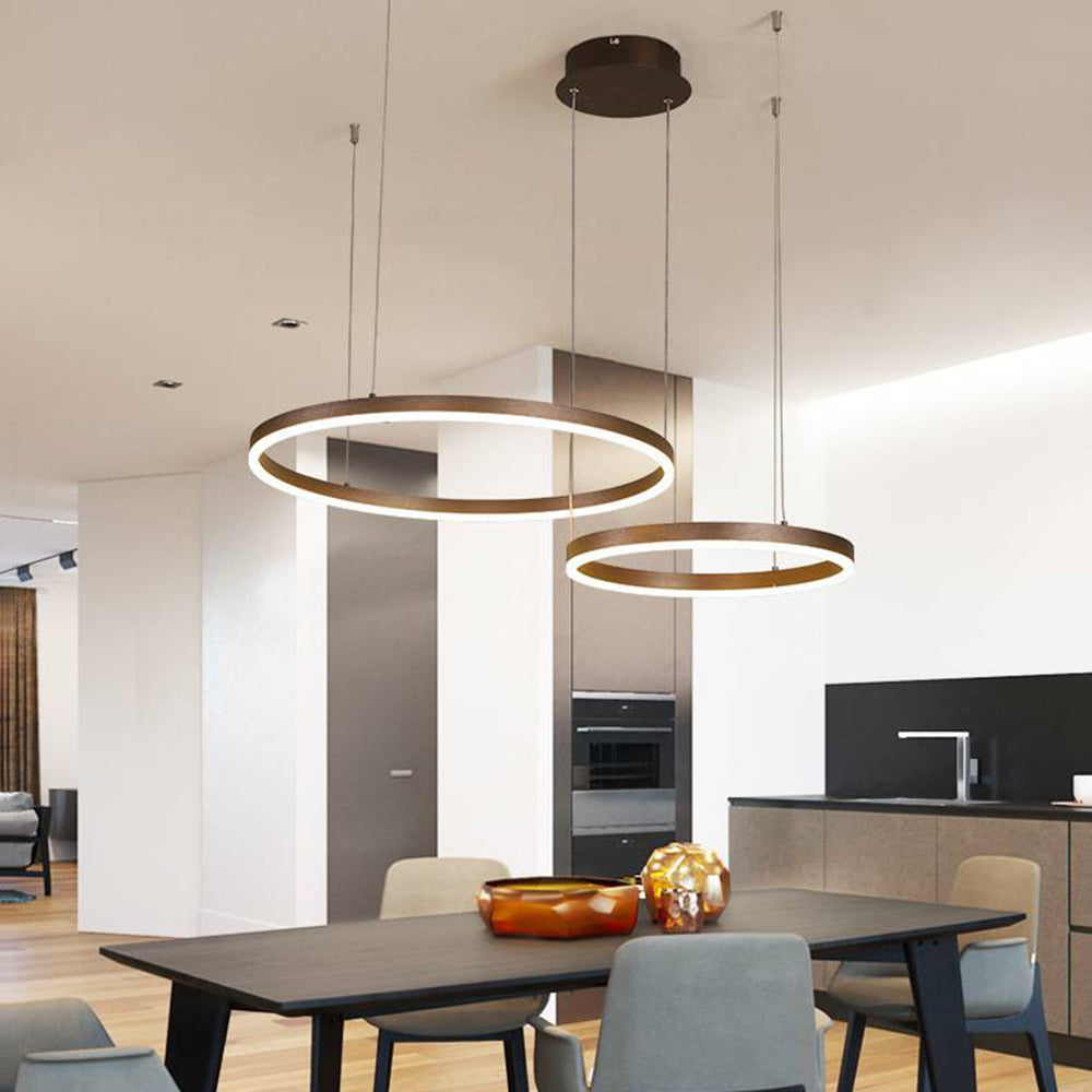 Nowoczesna lampa wisząca Remi z pierścieniami – metalowa, czarna/złota/kawa 31