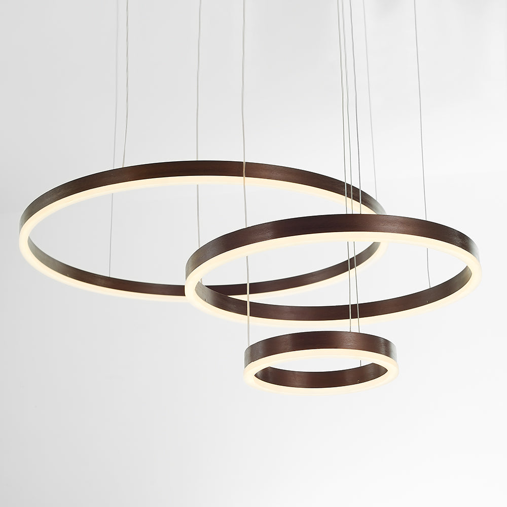 Nowoczesna lampa wisząca Remi z pierścieniami – metalowa, czarna/złota/kawa 36