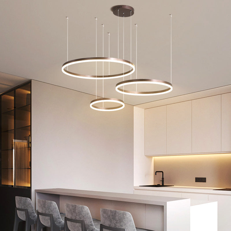 Nowoczesna lampa wisząca Remi z pierścieniami – metalowa, czarna/złota/kawa 53