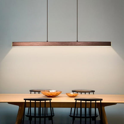 Nowoczesna liniowa lampa wisząca LED Thala z metalu, czarna/brązowa 10