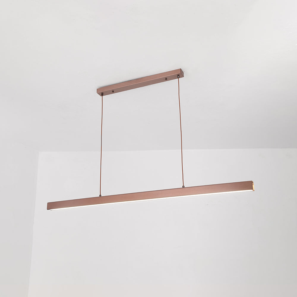 Nowoczesna liniowa lampa wisząca LED Thala z metalu, czarna/brązowa 16